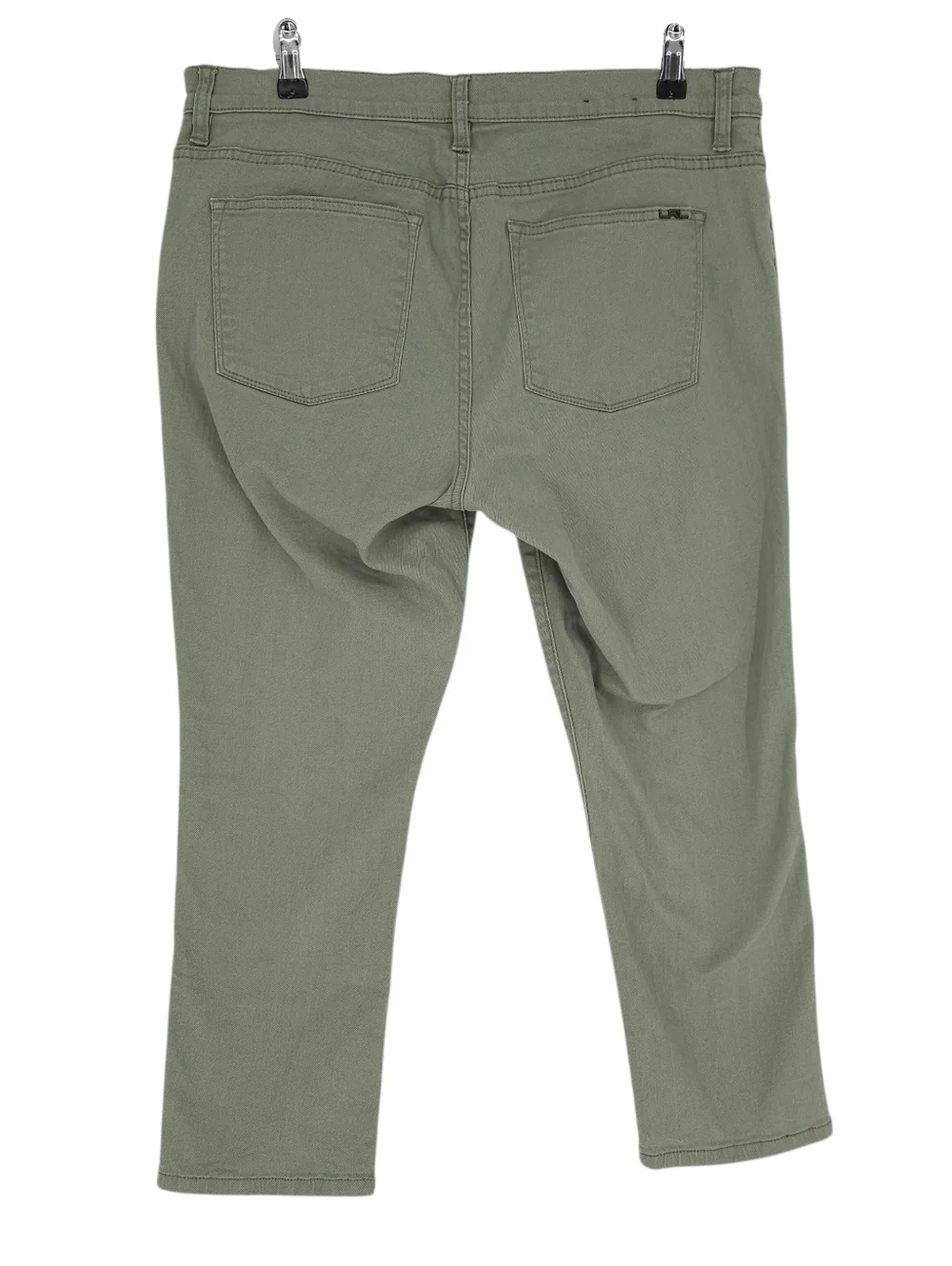 LRL Ralph Lauren Modern Straight Cropped Jeans Mid Rise Olive Green Denim 14
